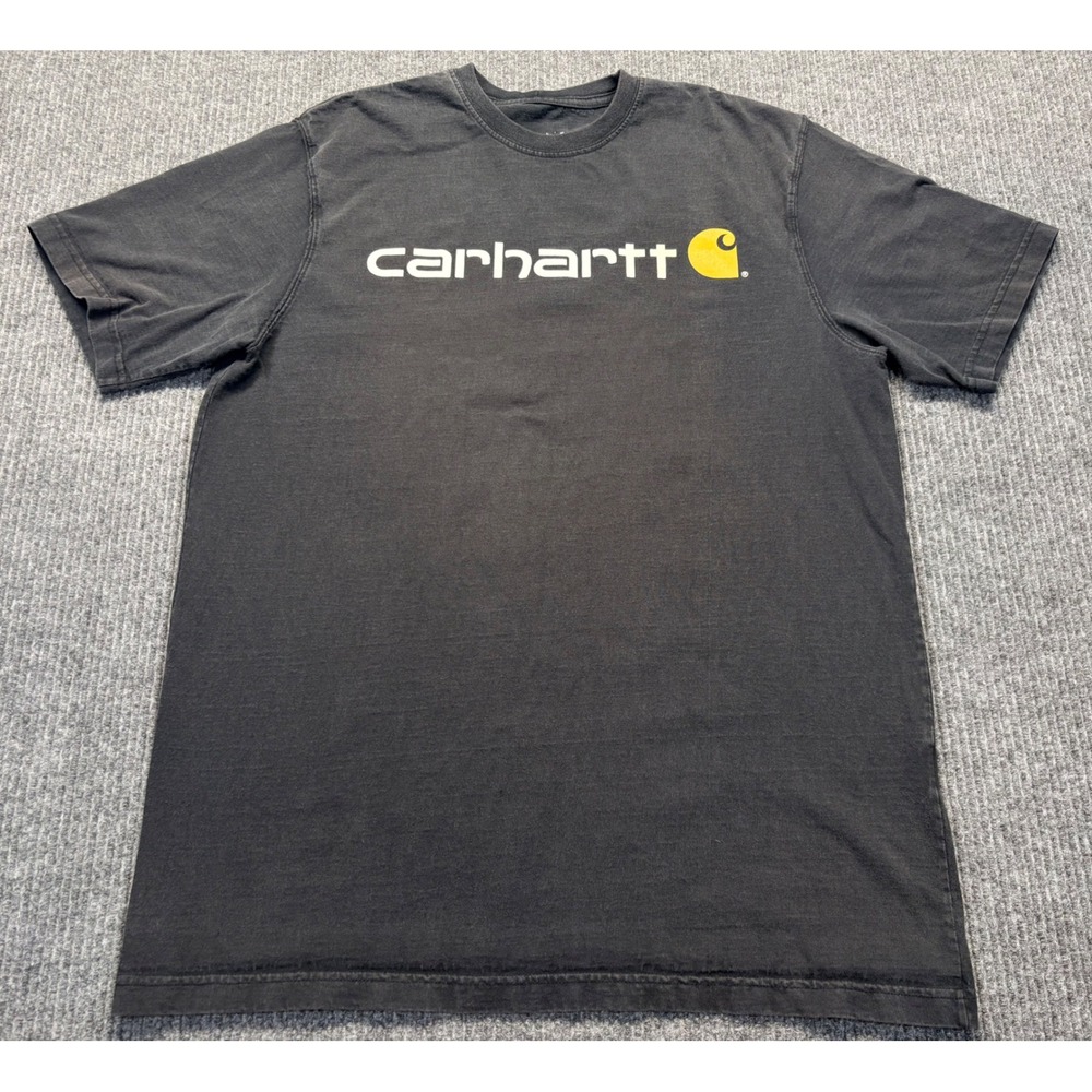 Carhartt Mens Original Fit Graphic T-Shirt Navy Blue Distressed Logo Size XL